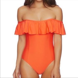 Splendid Orange Off The Shoulder Sunsationals Swim